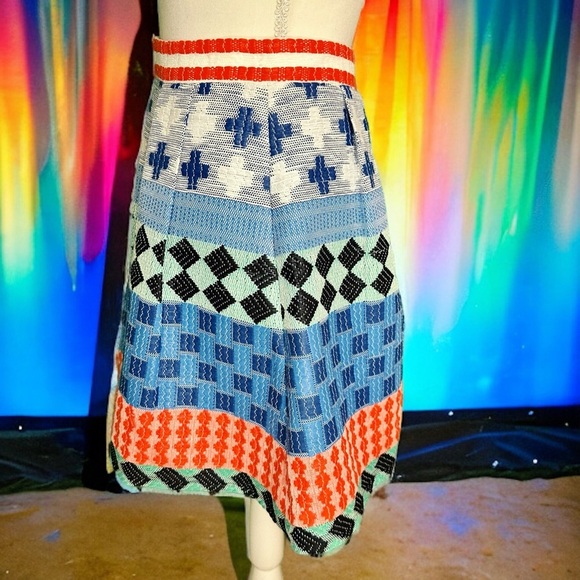Novis Multicolor Woven Jacquard Pleated A-Line Skirt Resort 2015 Collection SZ6 - Picture 7 of 12